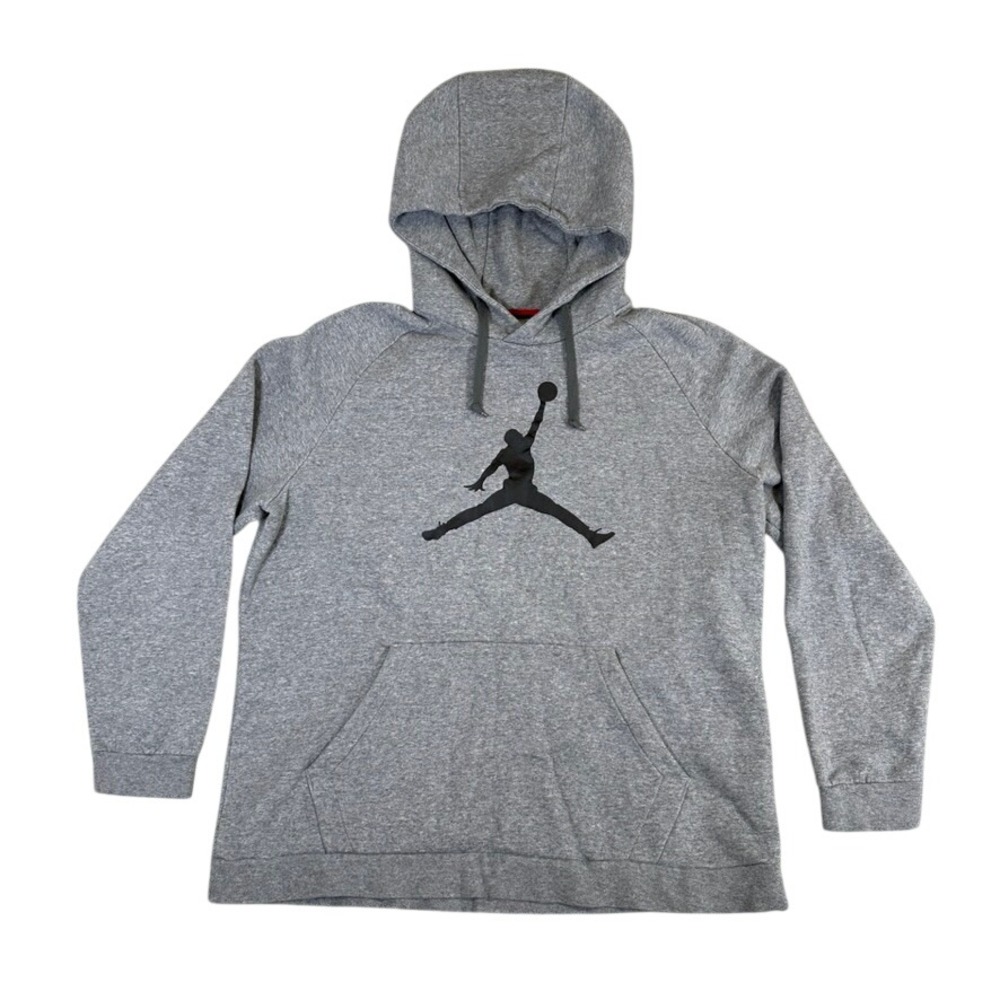 Jordan Jumpman Fleece Hoodie Mens XL Gray Black Pullover Sweatshirt RN56323